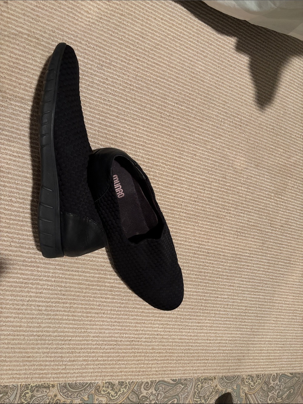 Munro Black Knit Espadrille Slip-On Sneakers